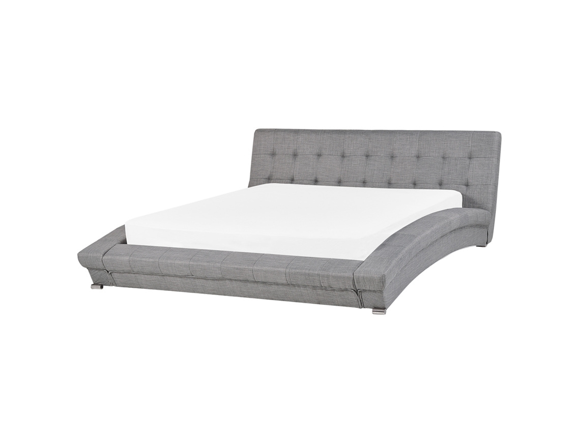 Cama con somier BELIANI Lille de Poliéster Gris 193x260x85