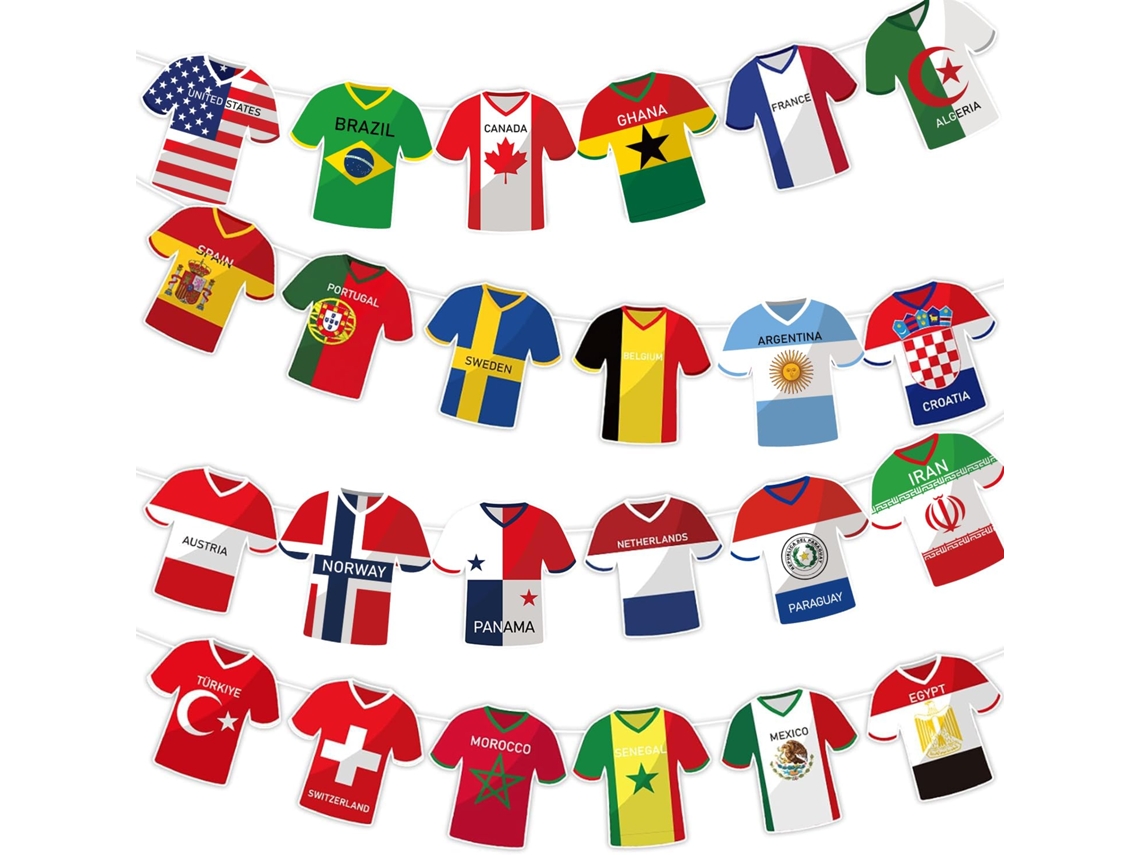 Guirnalda Con 48 Banderas Internacionales De Fútbol, Decoración Para Fiestas De Aficionados Y Celebraciones Al Aire Libre