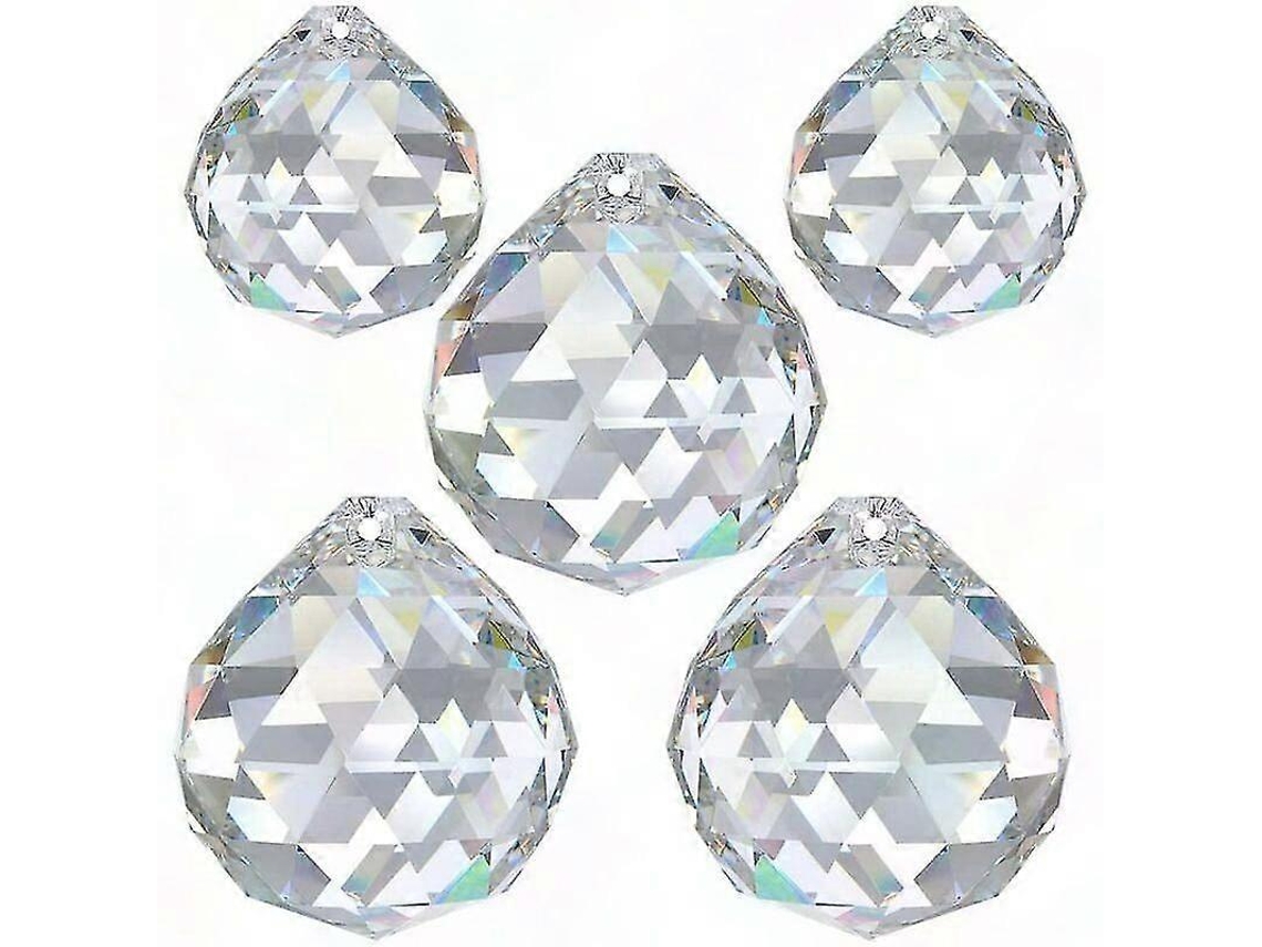 Bolas de cristal arcoíris de 30 mm - Paquete de 5 esferas de vidrio Feng Shui para decoración de ventanas