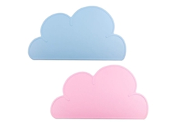 2026-33811-mantel Infantil De Silicona Anti-deslizante Plegable Portátil Resistente Al Calor Forma Nube Azul Rosa 2 Piezas
