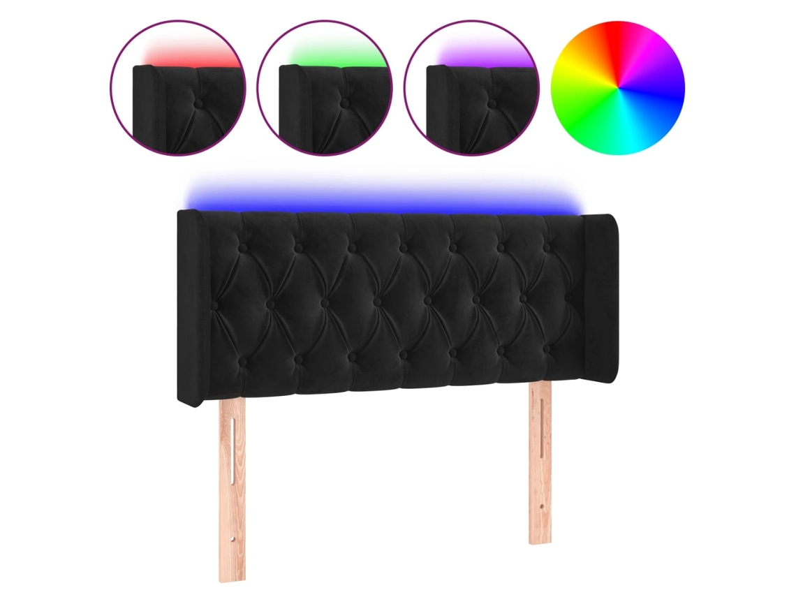 Cabecero de terciopelo negro con luces LED MAISON EXCLUSIVE (93x16x78 cm)