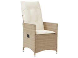 Maison Exclusive - Silla de jardín reclinable con cojines, mimbre, beige