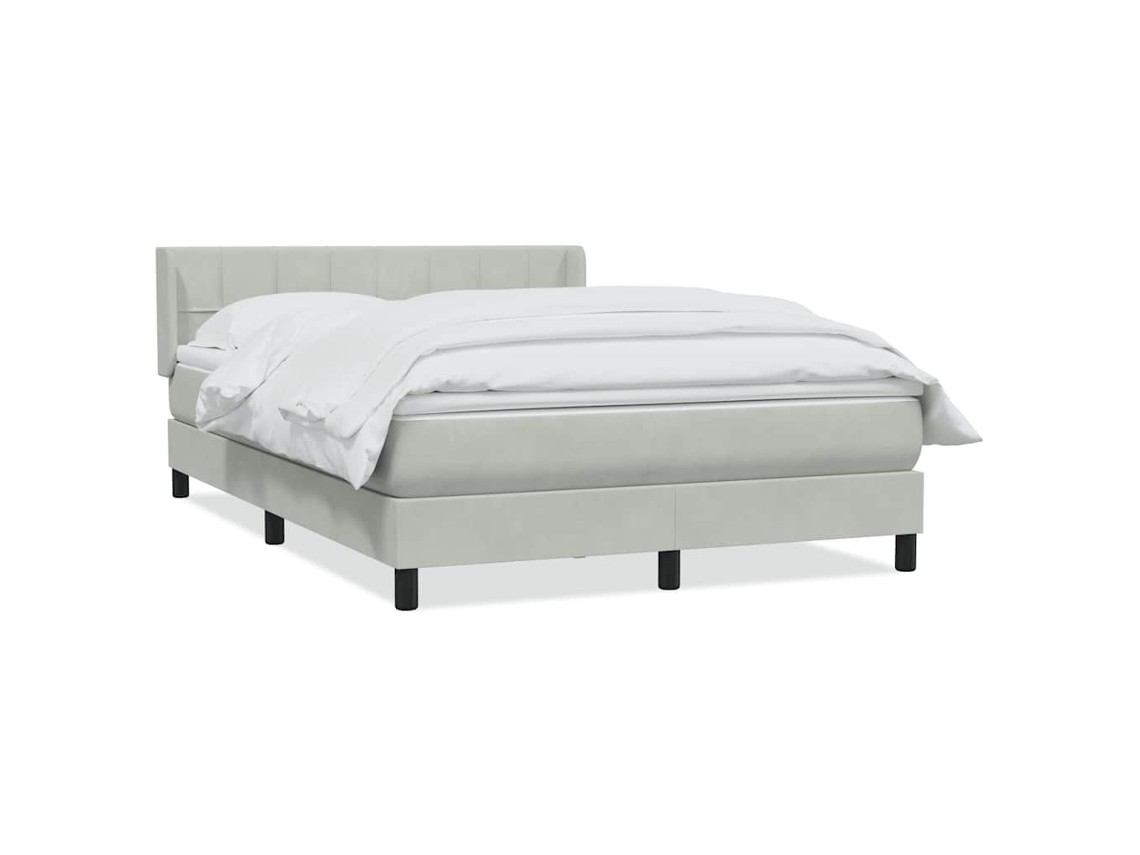 Maison Exclusive - Cama Box Spring Con Colchón Terciopelo Gris Claro 160x210 Cm