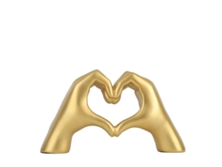 Escultura Decorativa Moderna Gesto De Corazón De Mano Oro Resina Para Hogar Oficina Regalo