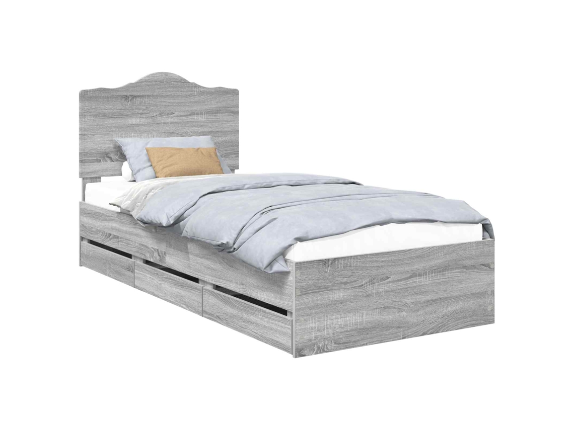 Maison Exclusive - Estructura De Cama Gris Sonoma 90 X 190 Cm Madera Ingenieril
