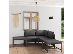 Conjunto de jardín de 6 piezas con cojines de mimbre gris de DKD Home Decor