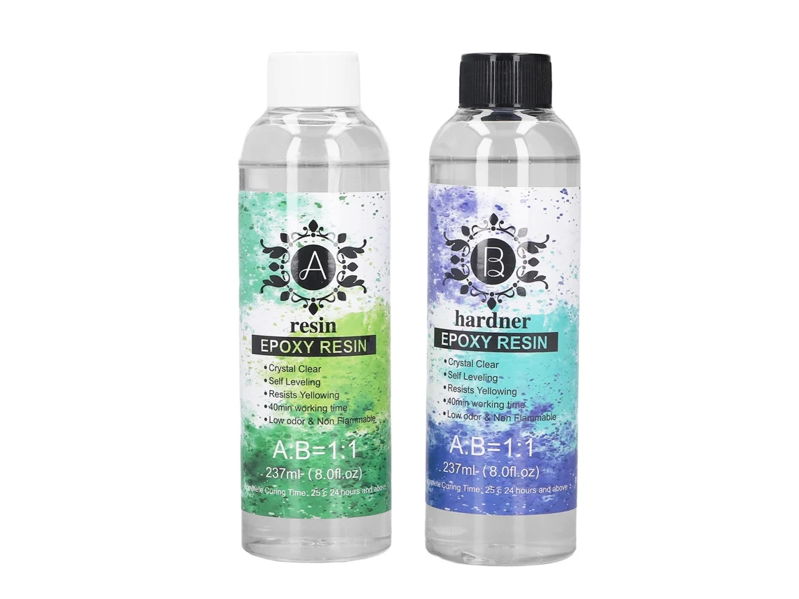 Kit De Pegamento Transparente De Resina Epoxi Ab Para Moldes De Bricolaje, Revestimientos De Mesas Con Efecto Río Y Fundición, Fácil De Mezclar.