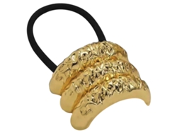 Goma elástica informal para el pelo con triple relieve y acabado dorado - AVIZAR