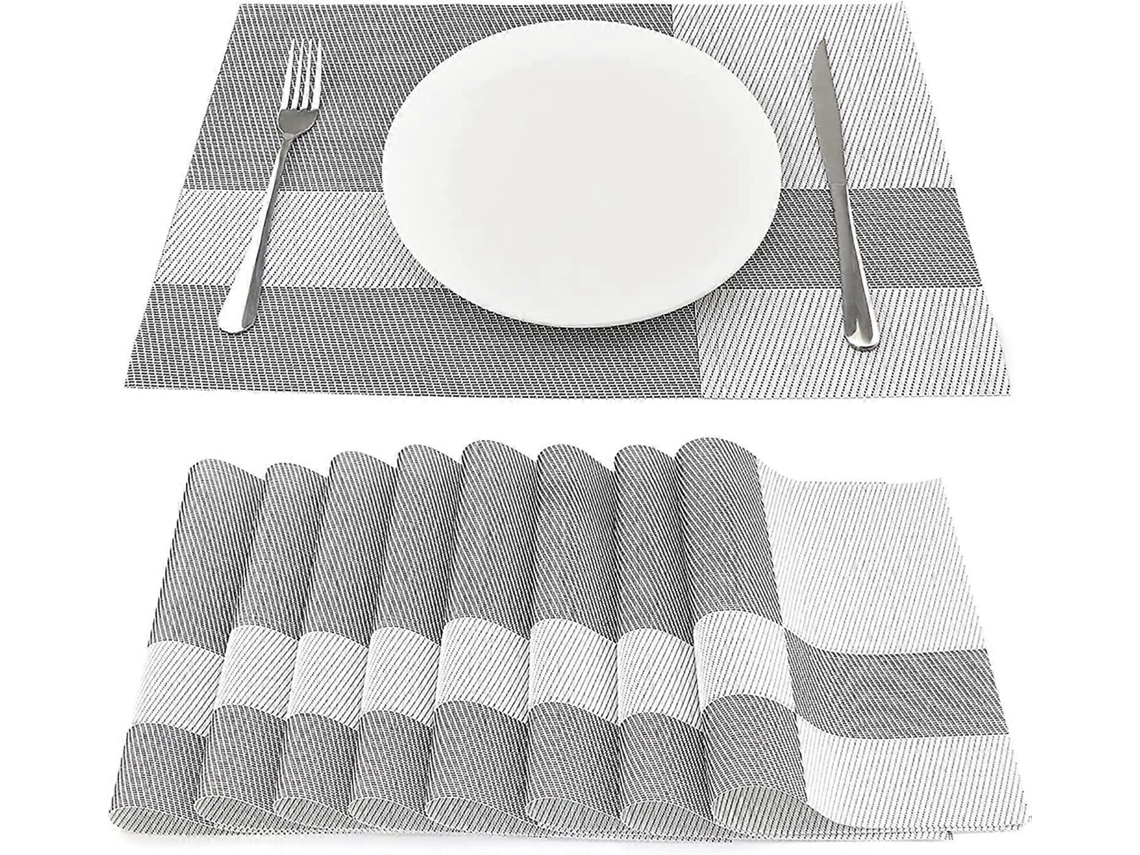 Rebe-conjunto De 8 Manteles De Vinilo Resistentes Al Calor 45cm*30cm, Rayas Blancas