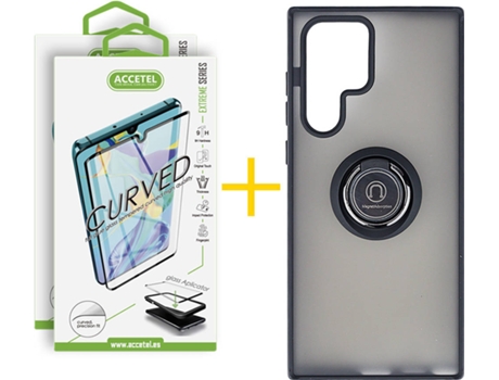 Carcasa + 2 Protectores de Pantalla para Samsung Galaxy S22 Ultra 5G ACCETEL Negro