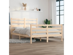 Marco de Cama Madera de Pino Macizo Marrón (140x200cm)