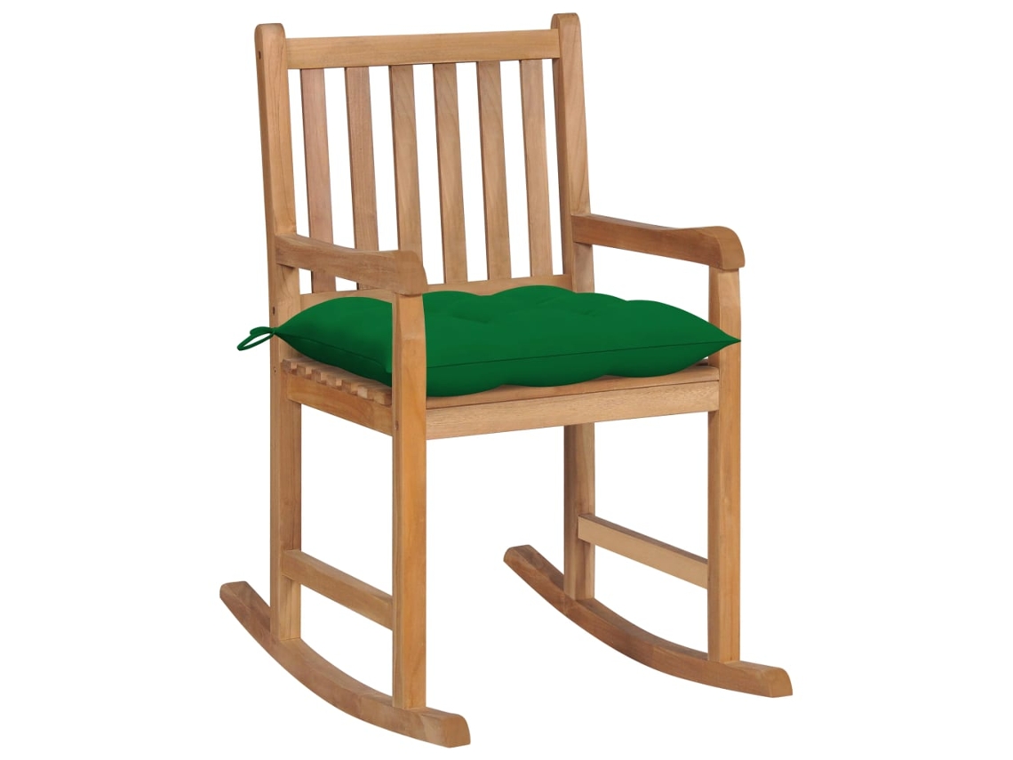 Mecedora con cojín verde de teca maciza Dkd Home Decor