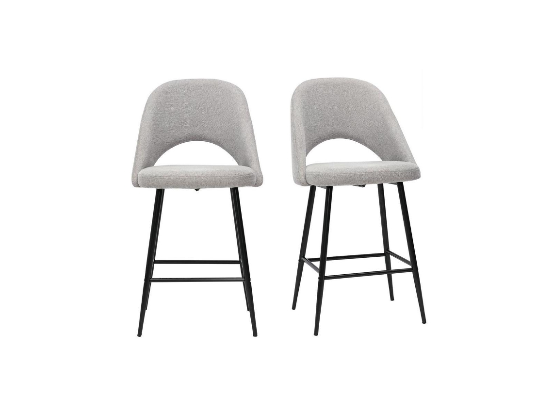 Conjunto de 2 bancos de cozinha texturizados com efeito aveludado cinza 65 cm Cosette MILIBOO