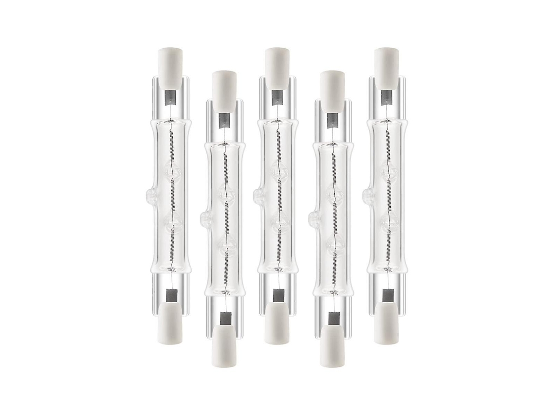 Rebe-5 Pack Bombilla Halógena Lineal R7s 118mm 300w 230v Ajustable Para Construcción Hogar Tiendas Oficinas Transparente