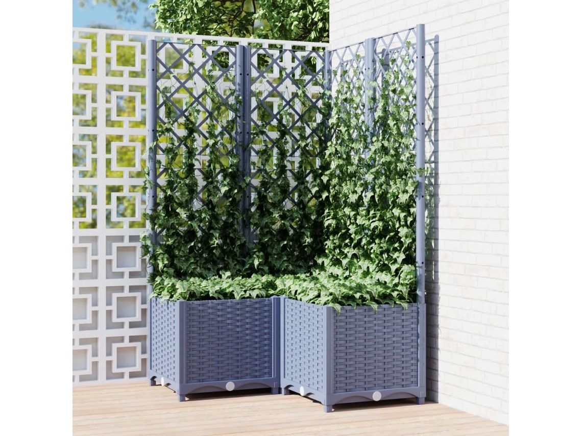 Maceta/Jardinera de Jardín con Enrejado 80X80X136 Cm PP Gris Oscuro