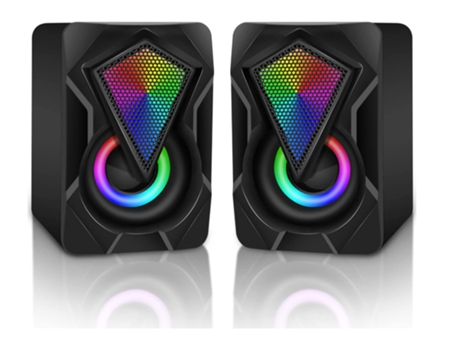 Subwoofer, Altavoces para PC con Subwoofer, Altavoz multimedia estéreo Mini PC con luz LED GRB, Altavoz para juegos alimentado por USB Audio de 3,5...