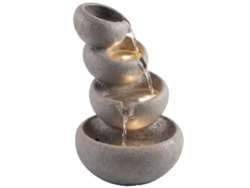 Fuente Jardín Resina 4 Niveles Led Aspecto Piedra 35x32x50 Cm