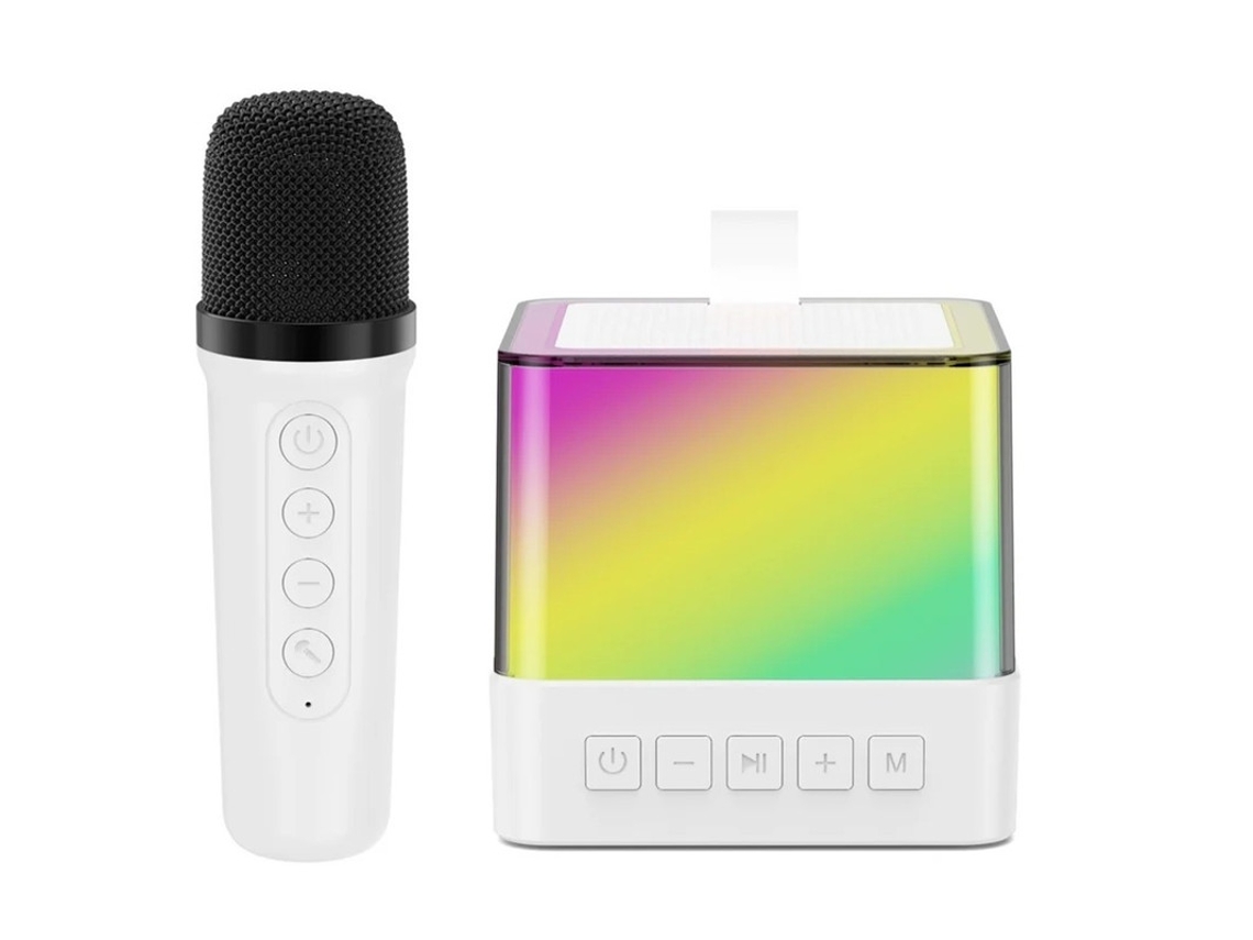 Mini máquina de karaoke para niños y adultos, altavoz de karaoke portátil con Bluetooth, 1 micrófono inalámbrico y luces RGB Yizhood