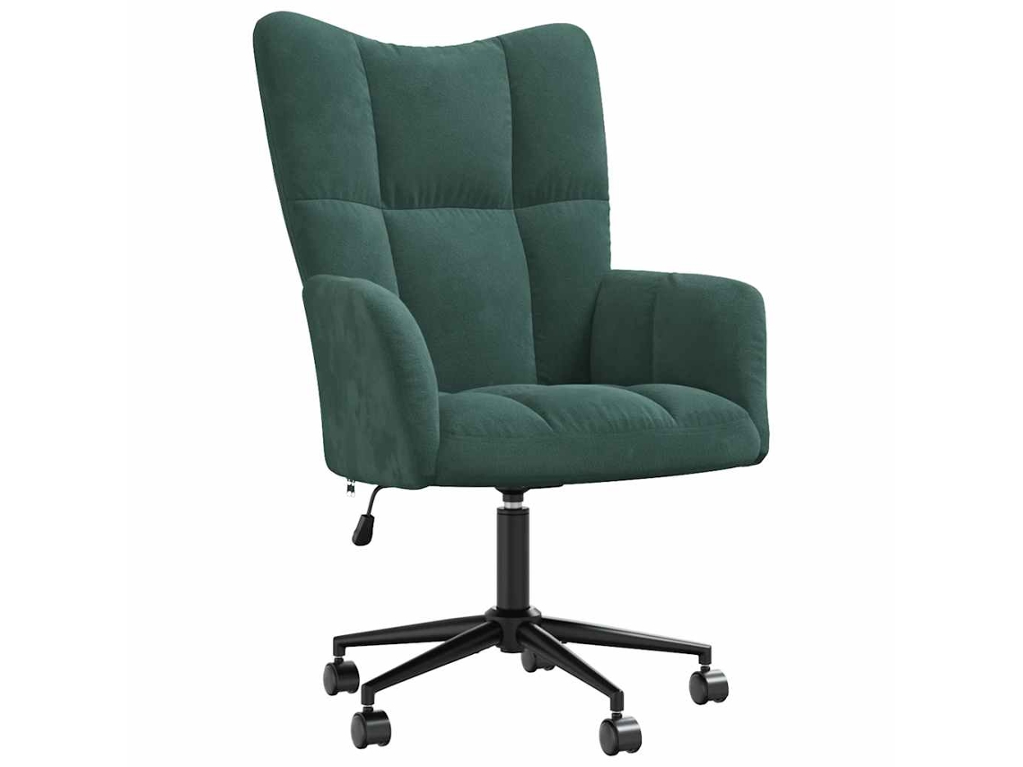 Sillón lounge con ruedas, diseño moderno en terciopelo verde oscuro Dec026788