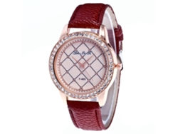 Reloj De Pulsera De Cuarzo Para Mujer Zhoulianfa, Piel Sintética, Esfera Redonda Con Diamantes De Imitación, Color Café.