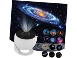 Lámpara Nocturna Galaxia Blanca Con Patrones De Luna, Estrellas Y Nebulosa, Rotación Silenciosa.