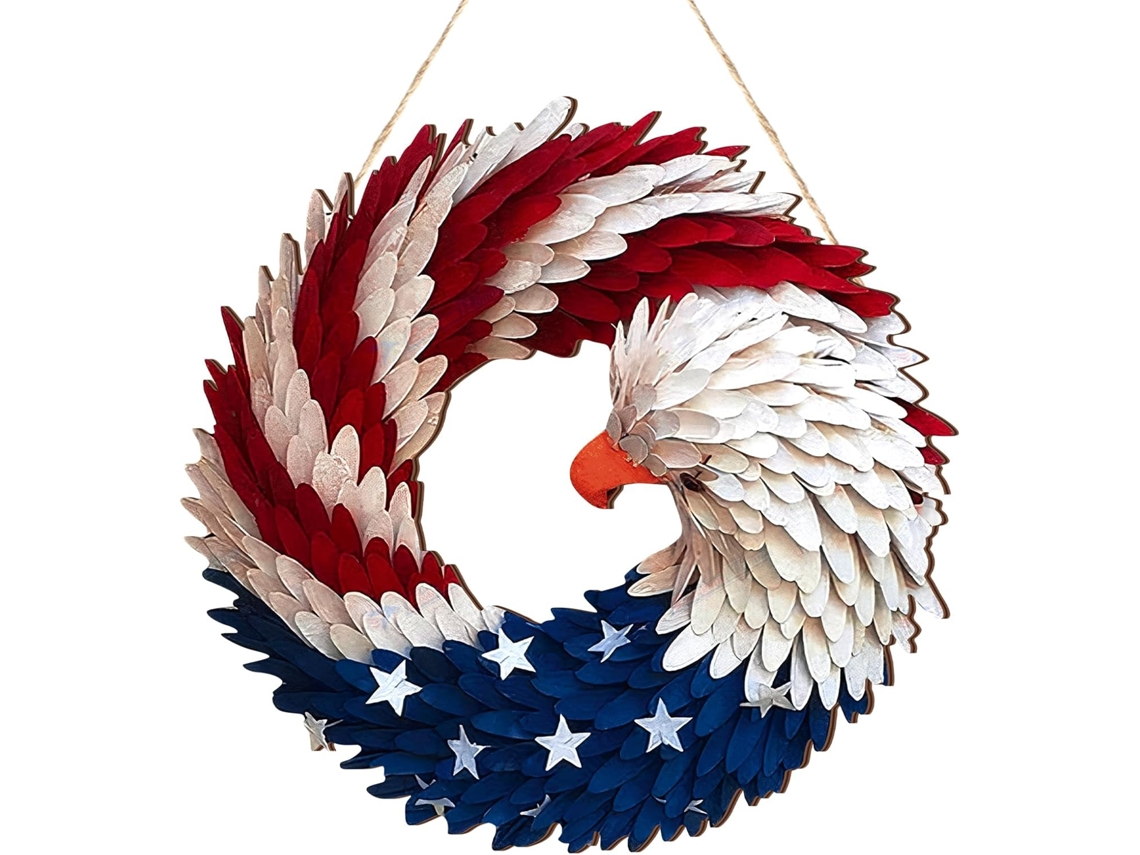 Guirnalda de águila del Día de la Independencia, decoración de espíritu patriótico, artesanía duradera y elegancia patriótica, guirnalda de bandera en