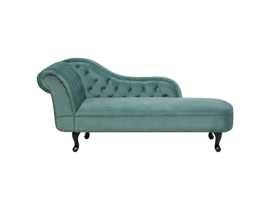Chaise longue izquierdo BELIANI Nimes de Terciopelo Verde 169x65x79