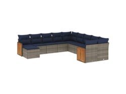 Maison Exclusive - Conjunto De Sofá De Jardín De 11 Piezas Con Cojines, Poliratán Gris