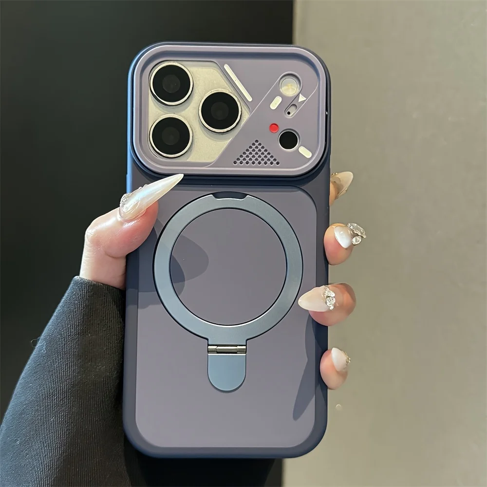 (iphone 12 Pro Max Azul) Funda Magnética Magsafe Con Soporte De Anillo Metálico