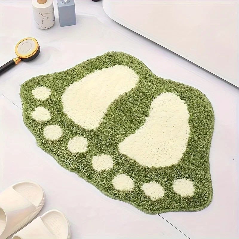 (verde 40 X 60 Cm) Bonita Alfombra De Baño De Felpa, Absorbente De Agua, De Secado Rápido, Antideslizante.