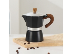 Cafetera italiana de aluminio con válvula única de 300 ml, color negro