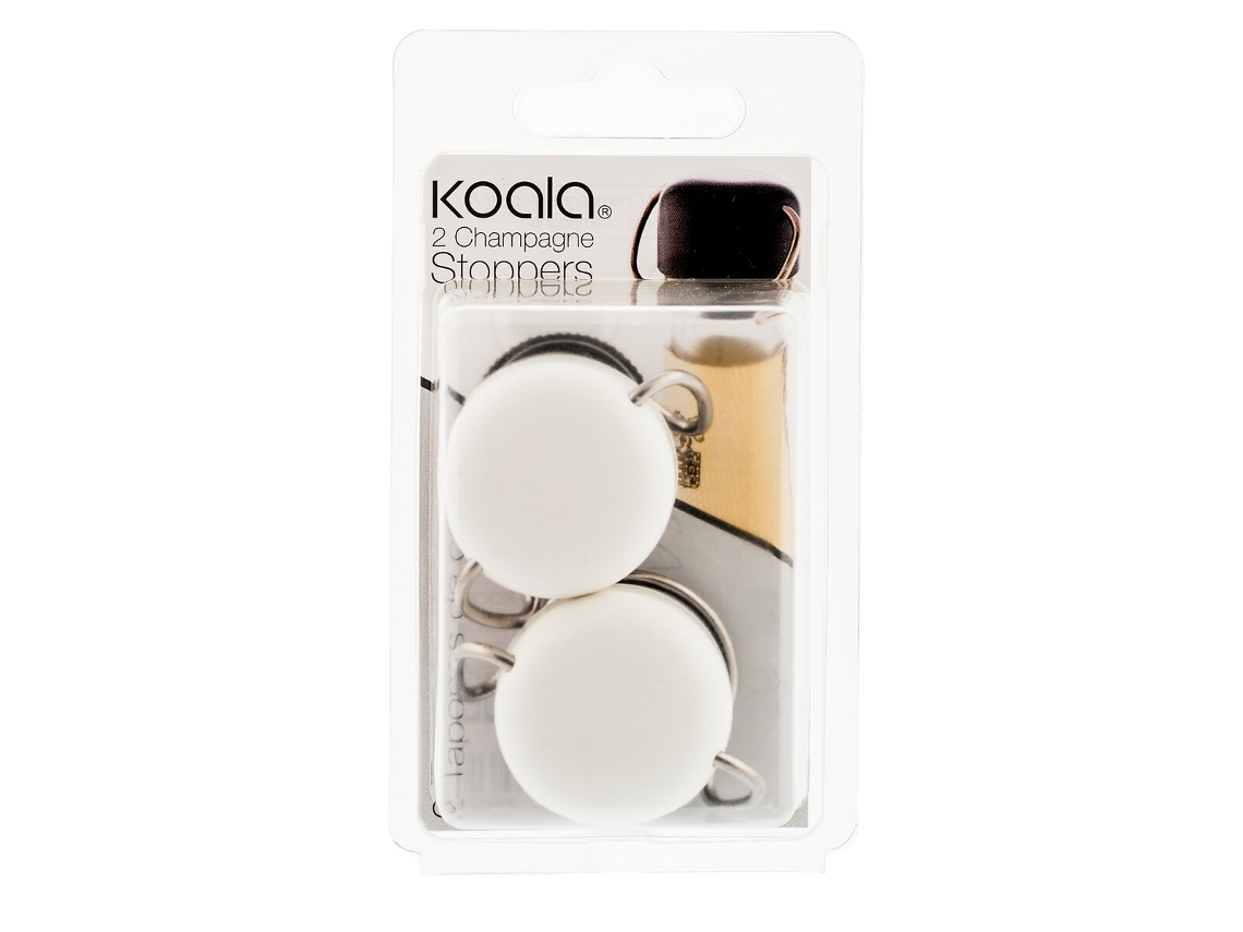 Conjunto de Tapas para Champange KOALA (Metal - 2 Unidades - 5x3,5xm - Blanco)