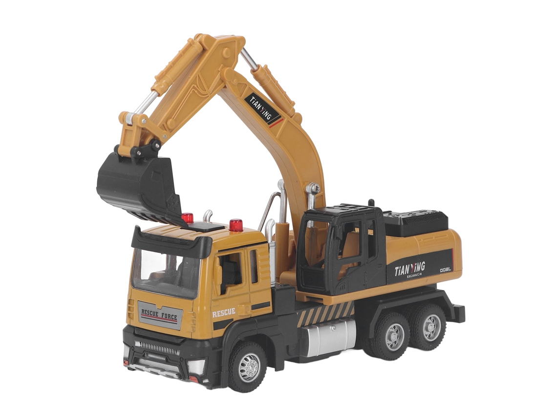 2026-juguete Excavadora A Escala 1:32 Con Luz Y Música, Modelo De Excavadora De Ingeniería Simulada De Aleación, Vehículo De Construcción