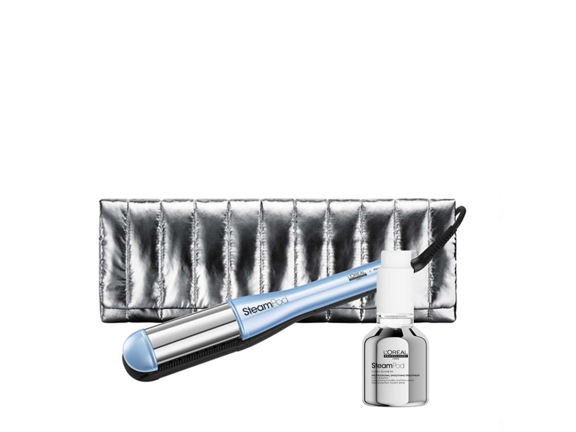 Plancha alisadora + serum L'Oréal Steampod 4.0 Glacial Utopia 2 unidades