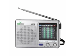 Mini radio portátil con 9 bandas y altavoces integrados, New Science KK9 gris.