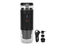Cafetera portátil de viaje compatible con cápsulas y polvo, carga USB para exteriores, coche y oficina.