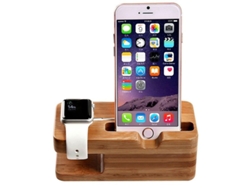 Soporte Para Reloj, Base De Carga De Bambú Para Apple Watch Y Iphone