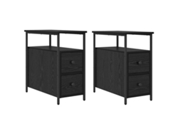 Maison Exclusive - Armario De Noche Con Cajón 2 Pcs Roble Negro 30 X 60 X 60 Cm