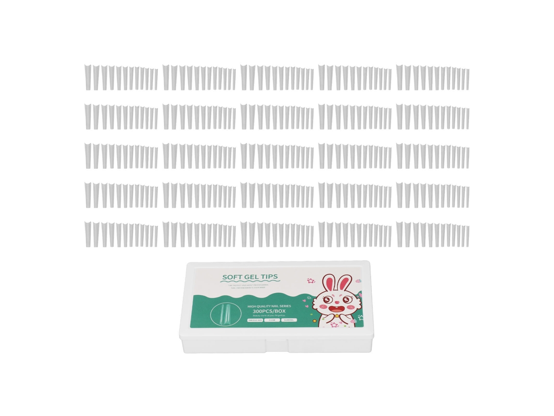 300pcs Conjunto De Unhas Falsas Artificiais Super Finas Abs Transparentes Para Uso Em Casa