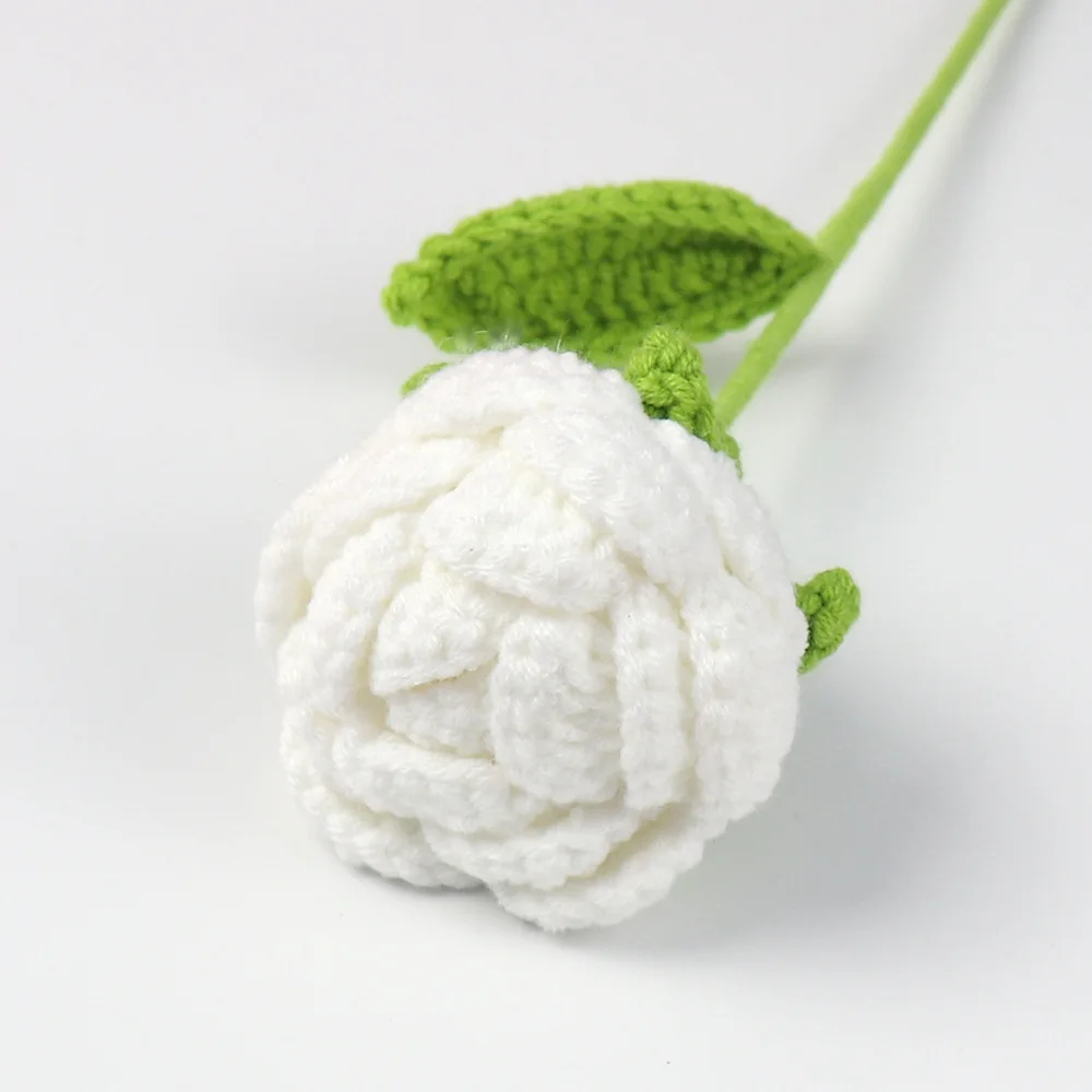 Decoración Para El Hogar Con Flores Artificiales De Rosa Tejidas A Dos Agujas Y A Crochet.