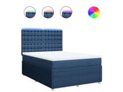 Maison Exclusive - Cama Box Spring Con Colchón Tela Azul 140x190 Cm