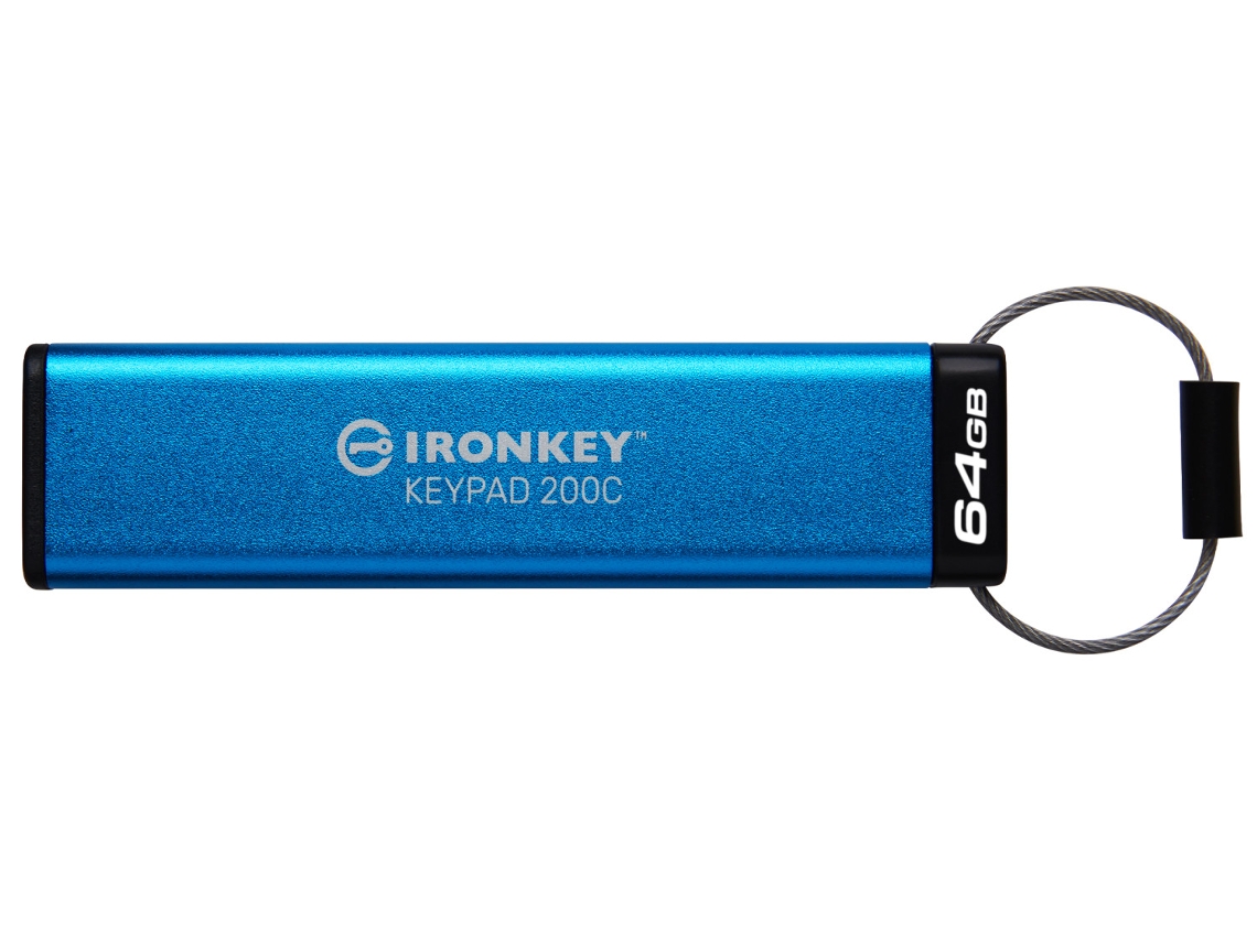 KINGSTON TECHNOLOGY Ironkey Keypad 200 Unidad Flash Usb 64 Gb Usb Tipo C 3.2 Gen 1 3.1 Gen 1 Azul