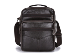 Bolso Hombro Empresarial De Piel Vacuna Negra Cremalleras Metálicas Gran Capacidad Para Viaje Y Trabajo