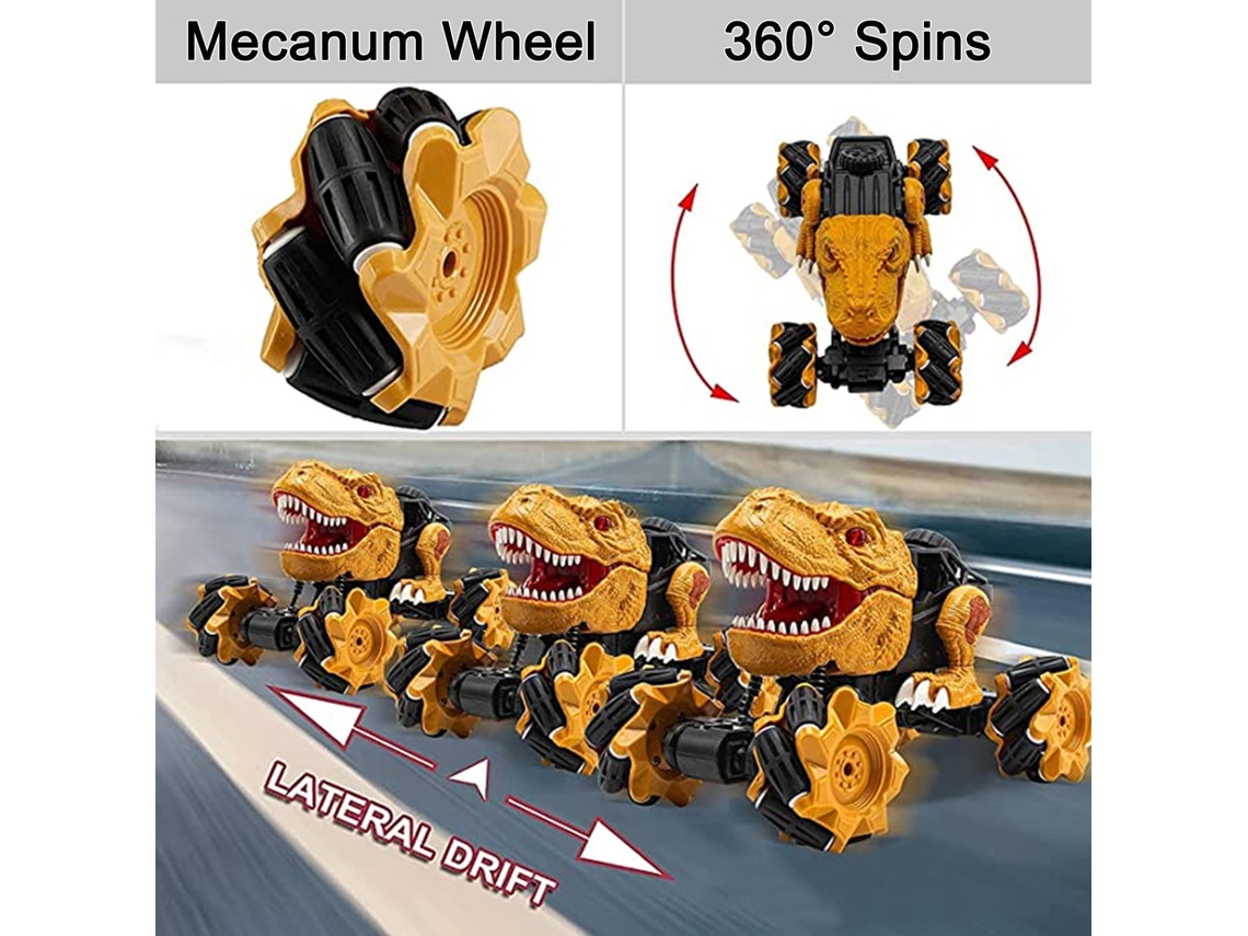 Coche Acrobático Teledirigido Para Niños, Modelo Dinosaurio, Con Control Remoto De 2,4 Ghz, Rotación De 360° Y Desplazamiento Lateral.