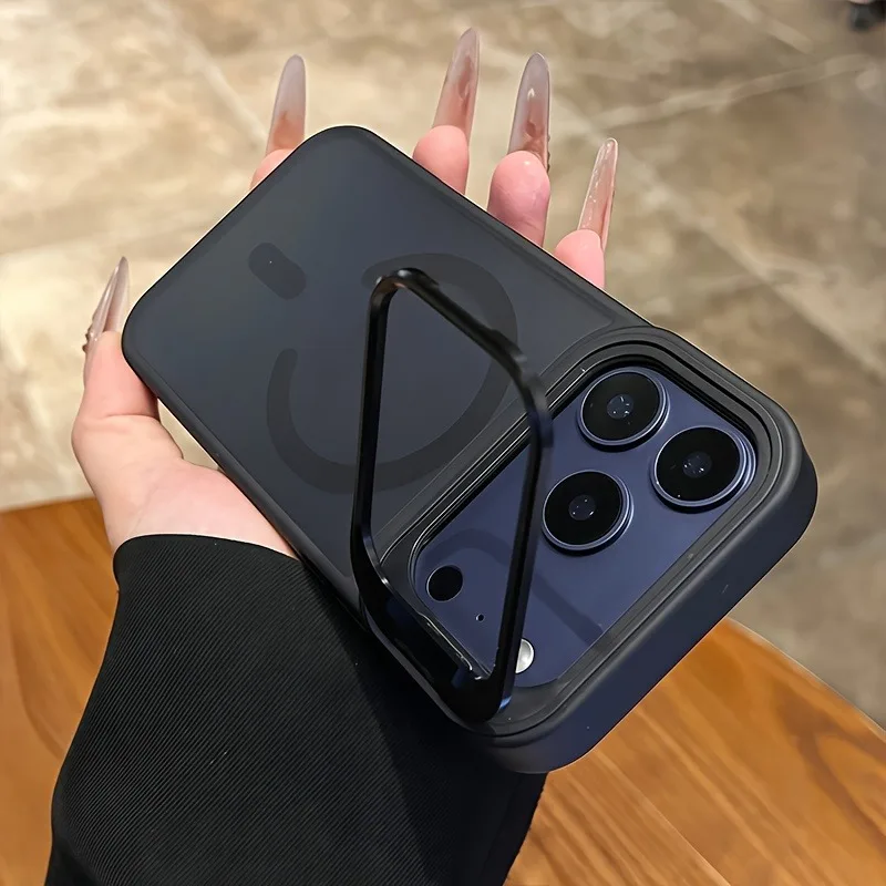 (iphone 15 Negro) Funda Magnética Semitransparente De Lujo Para Iphone, Compatible Con Fijación Magnética.