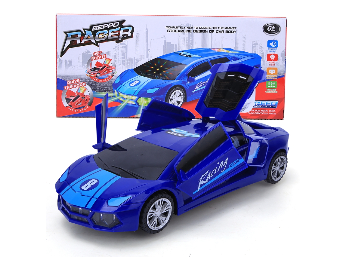 Ats-juguete De Coche Modelo Con Ruedas Universales Y Luces Led Eléctricas Para Niños Azul