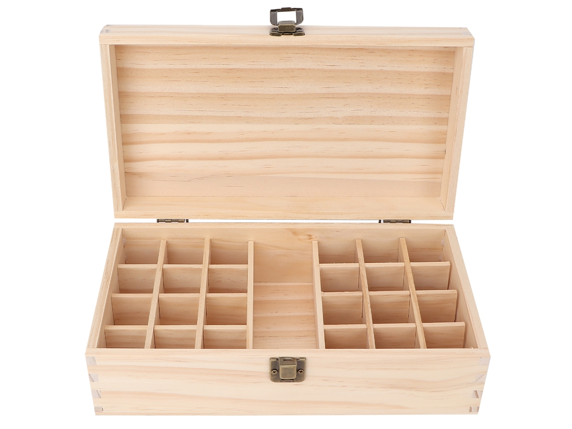 Caja De Madera Para Aceites Esenciales Con 24 Compartimentos Para Cosméticos Y Más