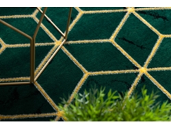 Alfombra Emerald Exclusivo 1014 Glamour, Elegante Cubo Botella Verde/Oro (200 x 290 cm)