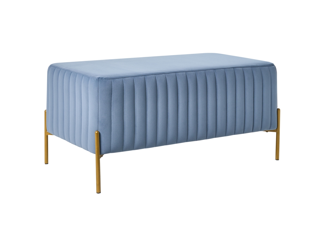 Banco de salón con patas de metal, Beliani Utah Velvet Blue, 91x47x43