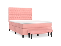 Cama Con Somier VIDAXL Rosa Terciopelo (140x190 cm)